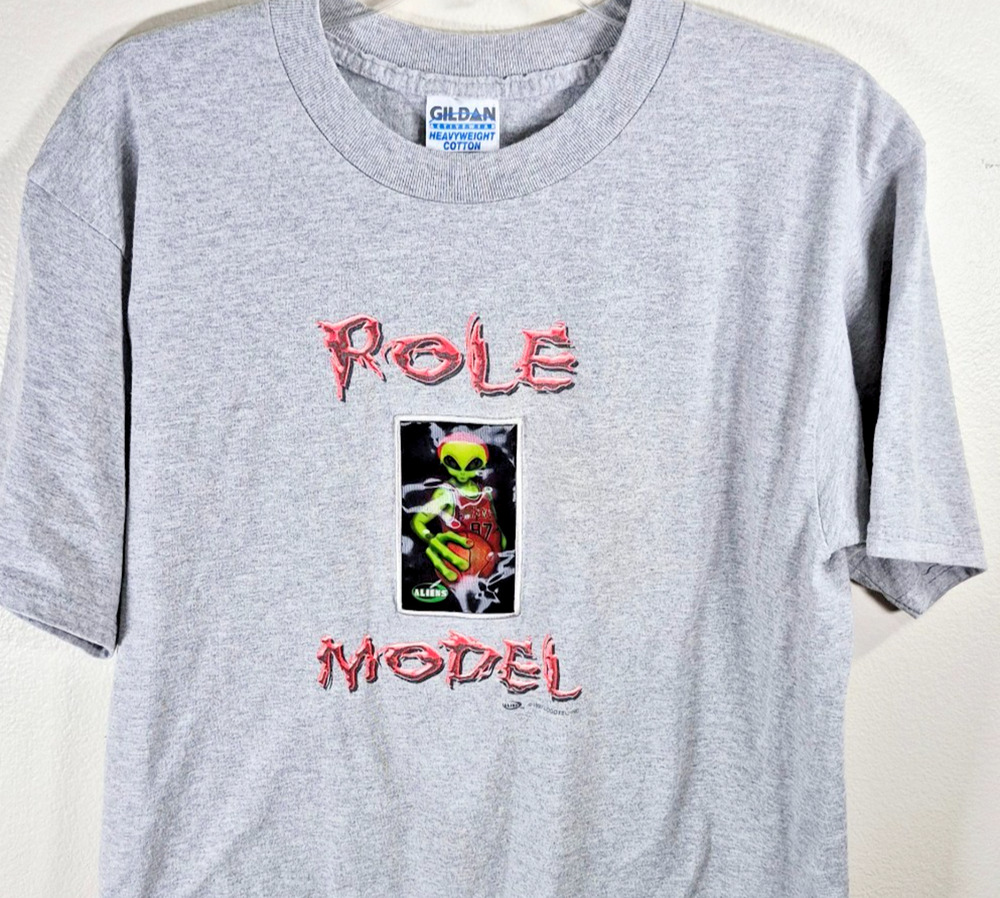 VTG 90s Dennis Rodman Alien T-Shirt Role Model Logotel Skate Tee Men's Large